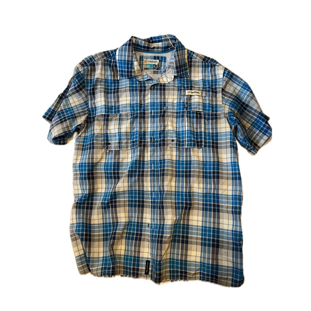 Magellan Fish Gear Short Sleeve Button Down Shirt Mens M